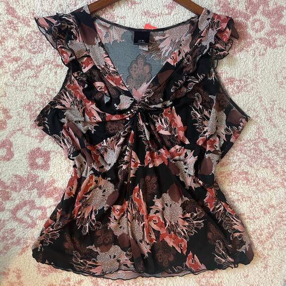 Vintage Y2K Whimsygoth Floral Ruffle Plus Size Top - Picture 2 of 5